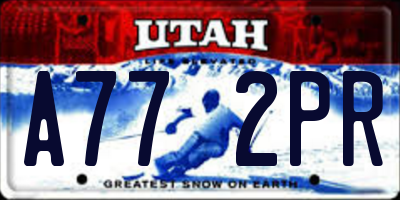 UT license plate A772PR