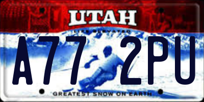 UT license plate A772PU