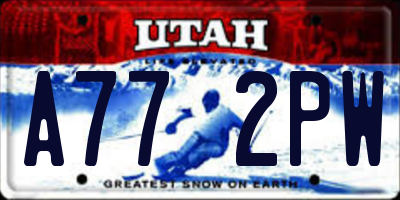 UT license plate A772PW