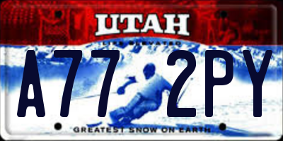 UT license plate A772PY