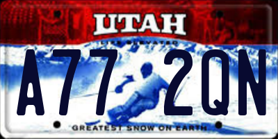 UT license plate A772QN