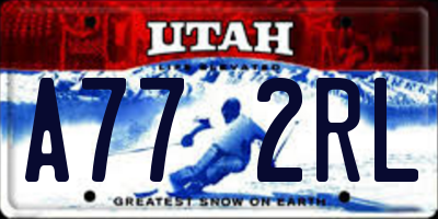 UT license plate A772RL
