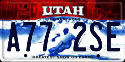 UT license plate A772SE