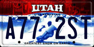 UT license plate A772ST