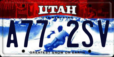 UT license plate A772SV