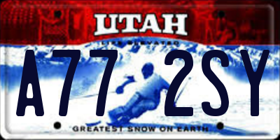 UT license plate A772SY