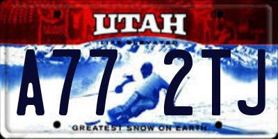 UT license plate A772TJ
