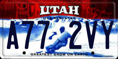UT license plate A772VY