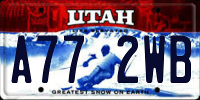 UT license plate A772WB