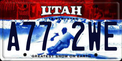 UT license plate A772WE