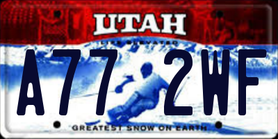 UT license plate A772WF