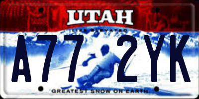 UT license plate A772YK