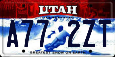 UT license plate A772ZT