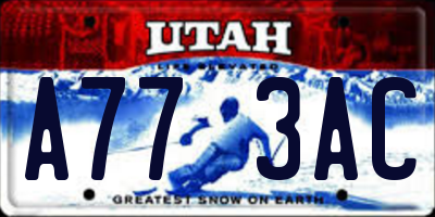 UT license plate A773AC