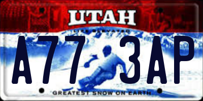 UT license plate A773AP
