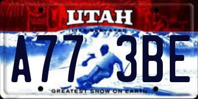 UT license plate A773BE