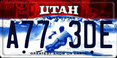 UT license plate A773DE