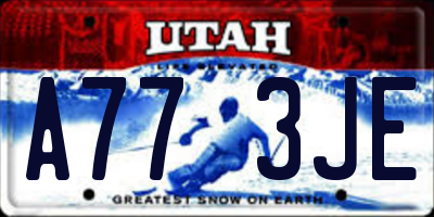 UT license plate A773JE