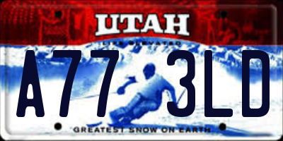 UT license plate A773LD