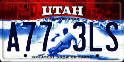 UT license plate A773LS