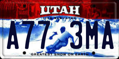 UT license plate A773MA