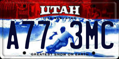 UT license plate A773MC