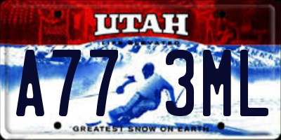UT license plate A773ML