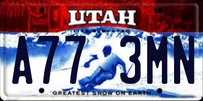 UT license plate A773MN