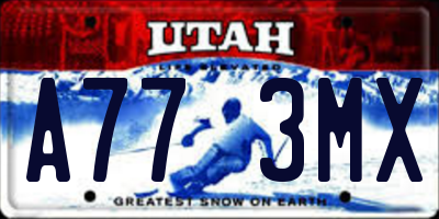 UT license plate A773MX