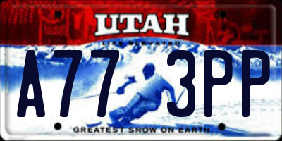 UT license plate A773PP