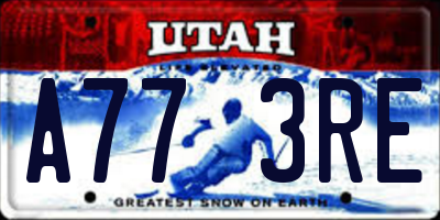 UT license plate A773RE