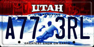 UT license plate A773RL
