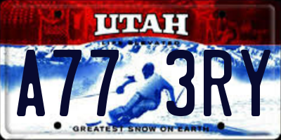 UT license plate A773RY