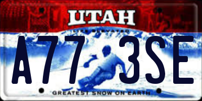 UT license plate A773SE