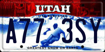 UT license plate A773SY