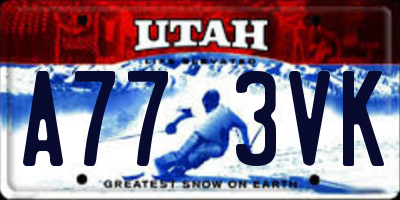 UT license plate A773VK
