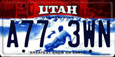 UT license plate A773WN