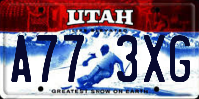 UT license plate A773XG
