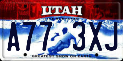 UT license plate A773XJ