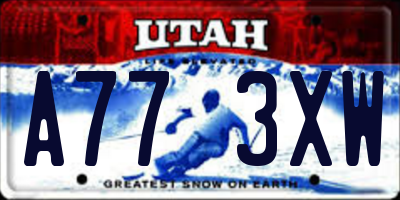 UT license plate A773XW