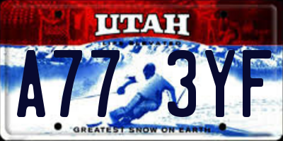UT license plate A773YF