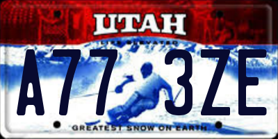 UT license plate A773ZE