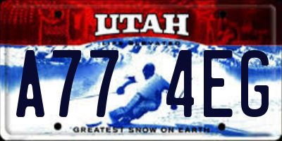 UT license plate A774EG