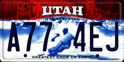 UT license plate A774EJ