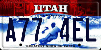 UT license plate A774EL