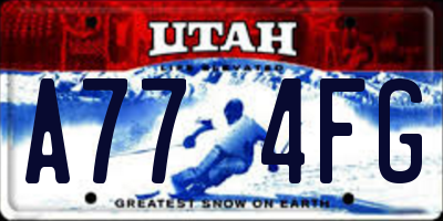 UT license plate A774FG