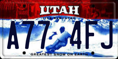 UT license plate A774FJ