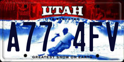 UT license plate A774FV