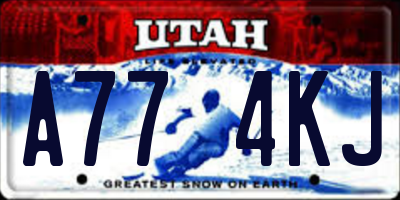 UT license plate A774KJ