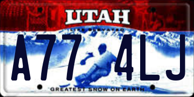 UT license plate A774LJ